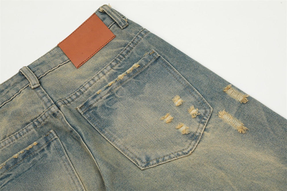Washed And Worn Ripped Jeans For Men