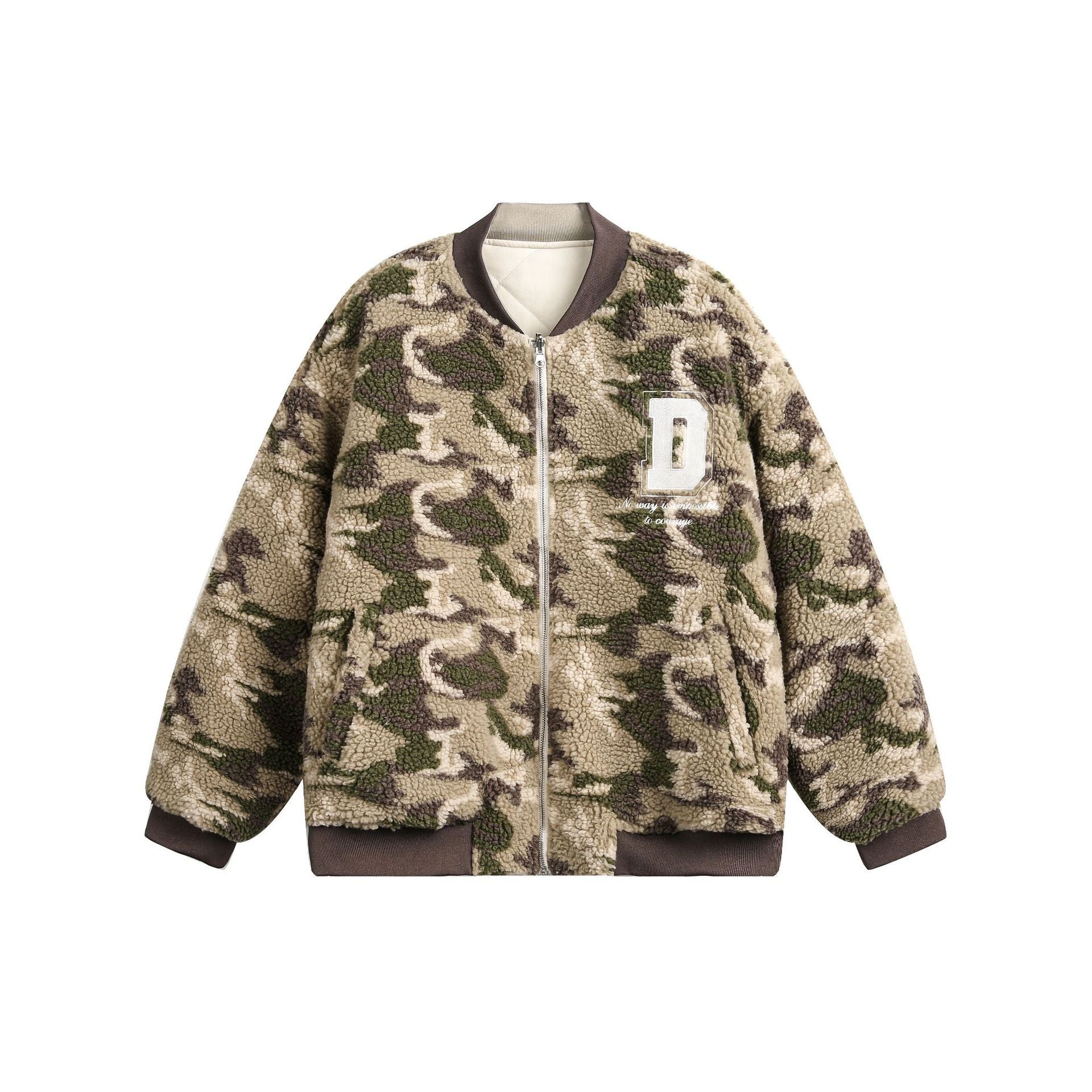 Lambskin Cotton-padded Camouflage Baseball Uniform