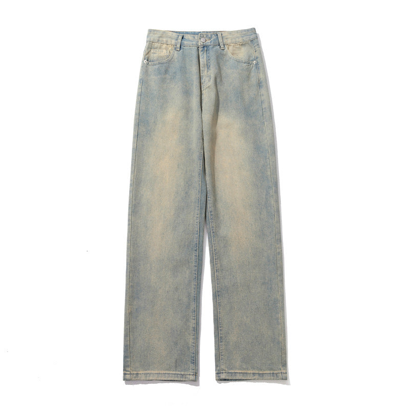 Yellow Mud Dyed High Street Washed Worn Jeans Men
