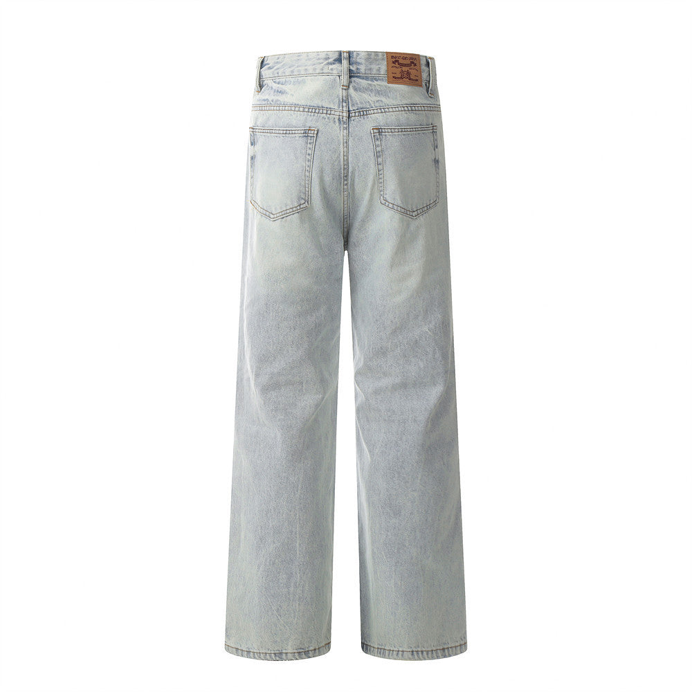 American Retro Wash Light-colored Jeans Men
