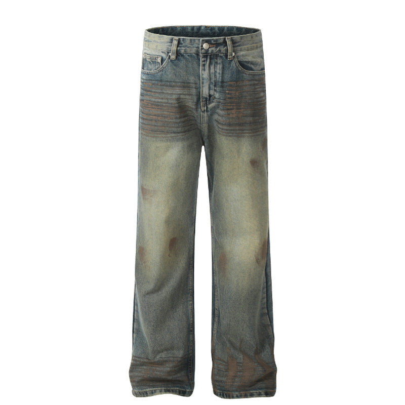 American Retro Pu Shuai Washed And Worn Jeans