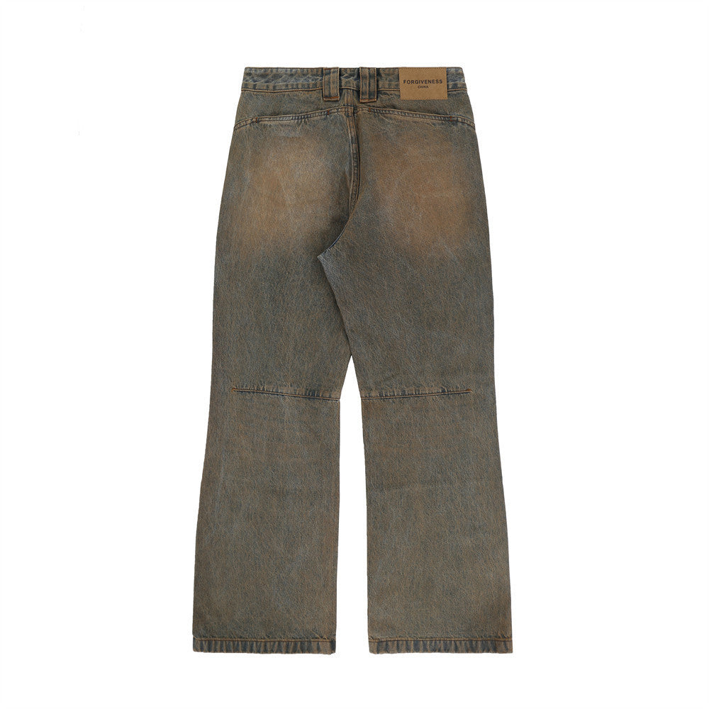 Distressed Dirty Wide-leg Jeans For Men