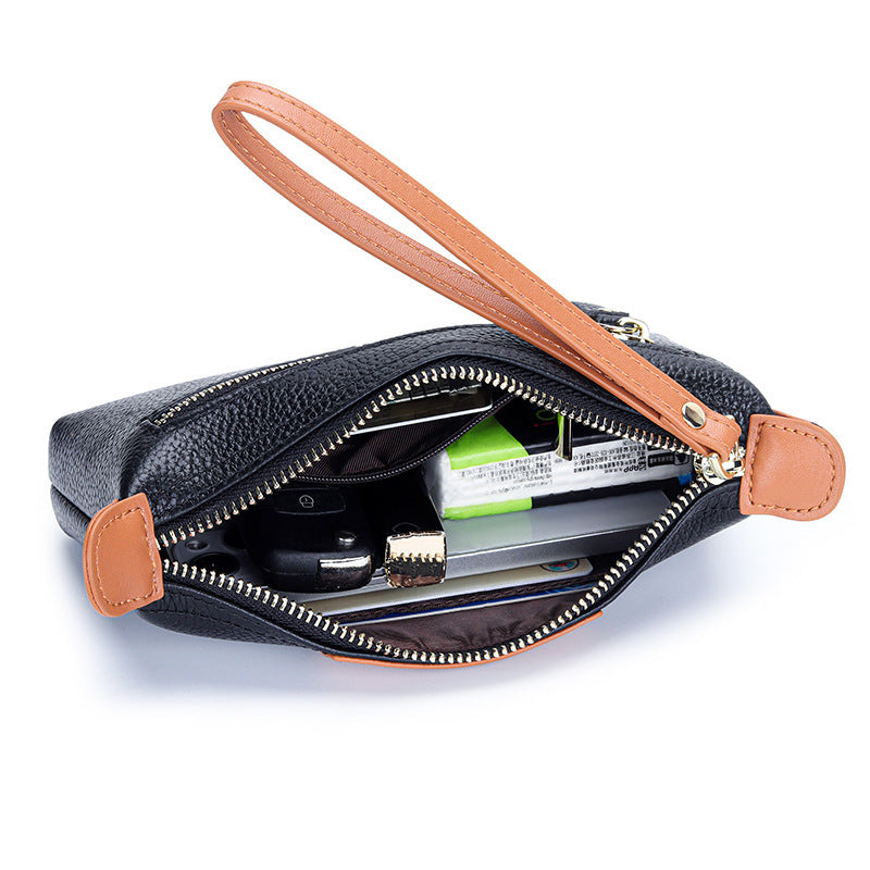 First Layer Women's Leather Handbag Large Capacity Clutch Phone Holder Handbag