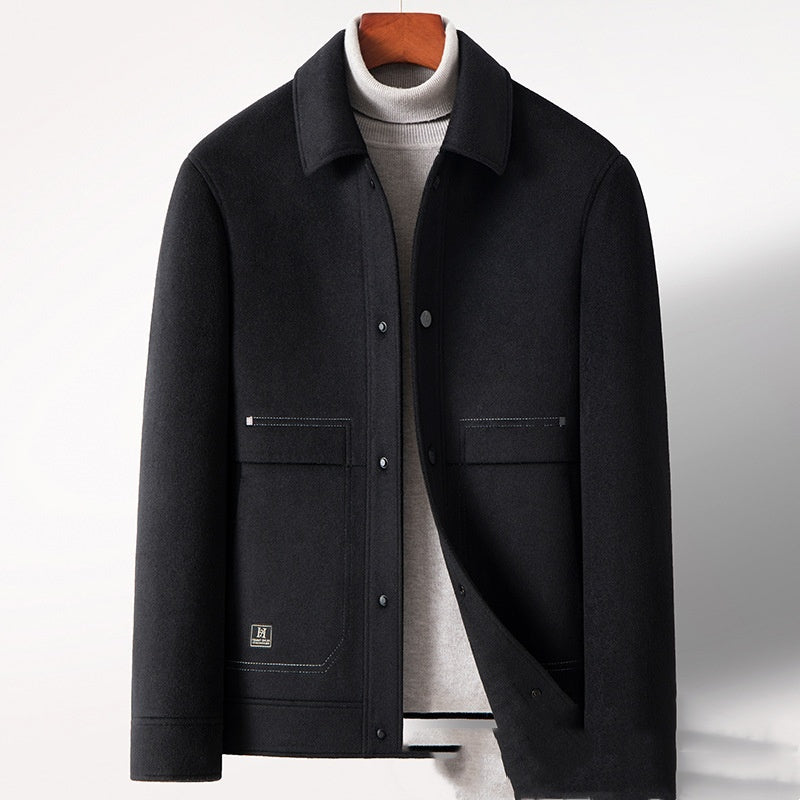 Men's Double-faced Woolen Goods Jacket Coat Detachable Down Feather Liner Thick Casual