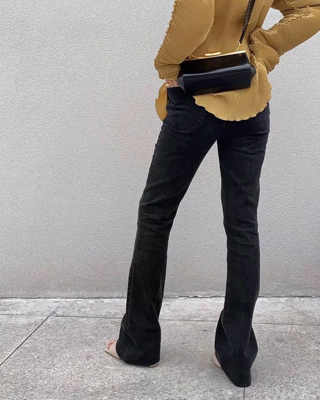 European And American Ins Retro Slim Micro Flare Jeans Women