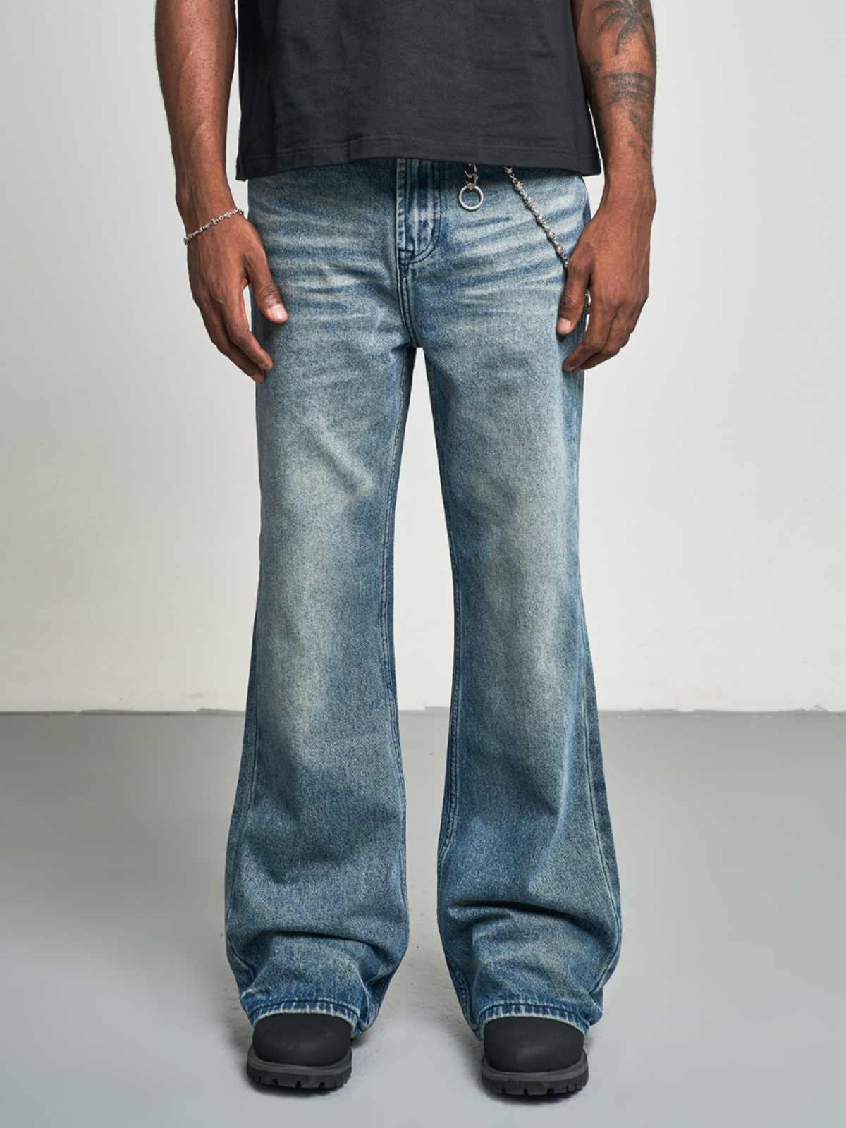 Gradient Washed Slimming And Wide Leg Bootcut Trousers Jeans