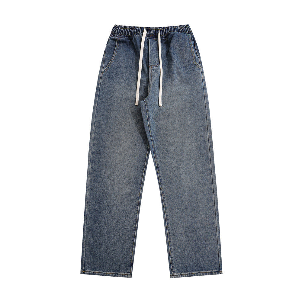 Tether Elastic Waistband All-matching Jeans Men