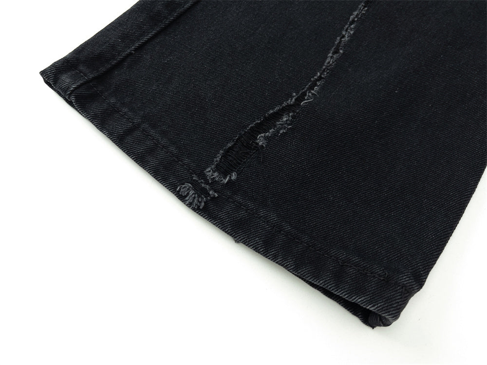 Scrape Ripped Wide-legged Jeans For Men