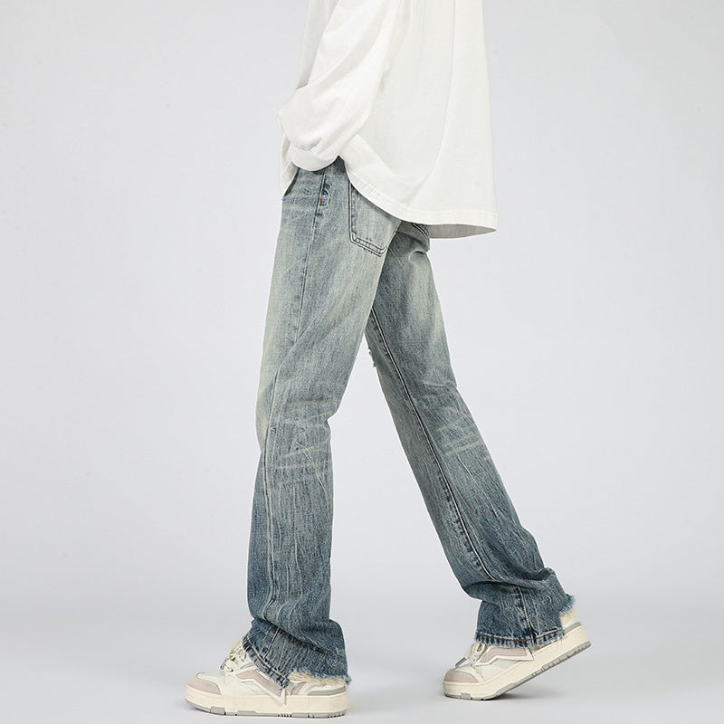 Men's American Water Washed Hole Bootcut Trousers