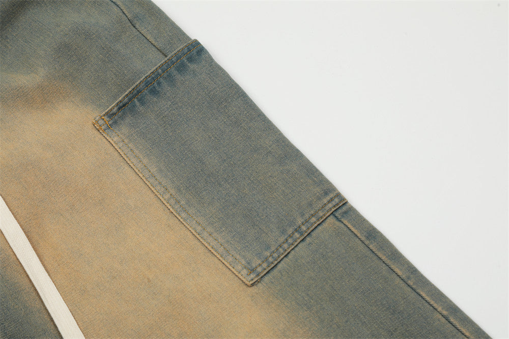 Contrast Color Wide-leg Workwear Jeans For Men