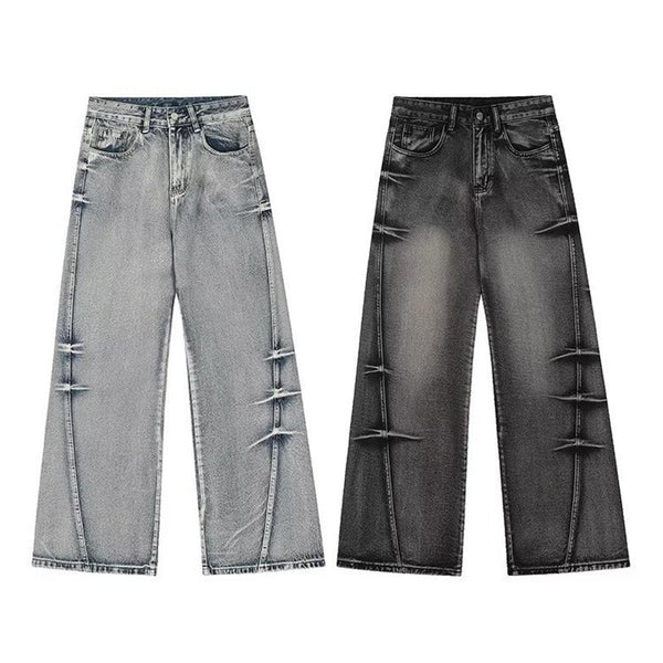 Washed Worn Jeans Men's Loose