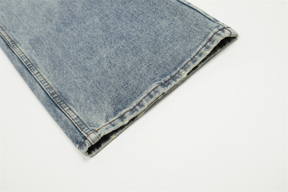 Retro Punk Ripped Straight Jeans For Men