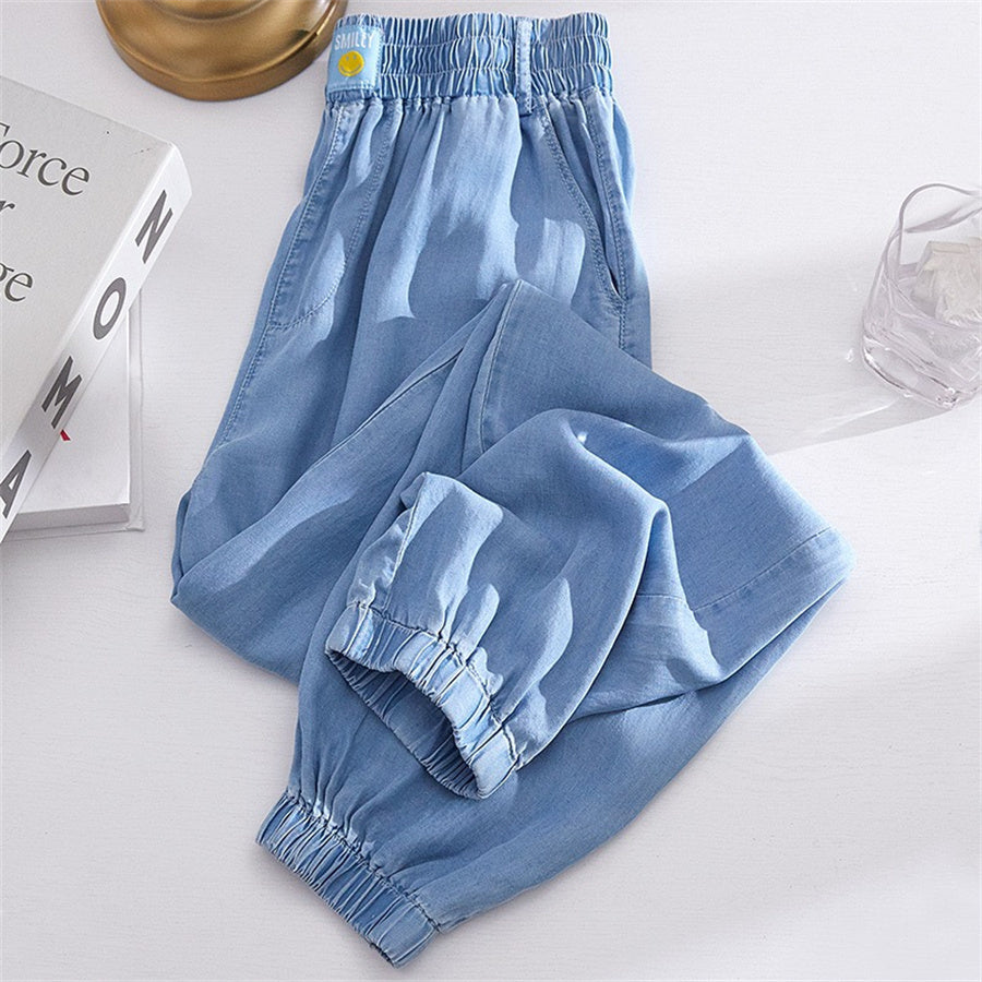 Summer Thin Harem Jeans For Women Korean Fashion Casual Ice Silk
