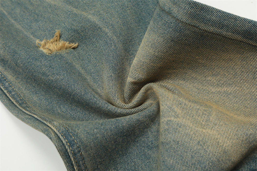 Washed And Worn Ripped Jeans For Men