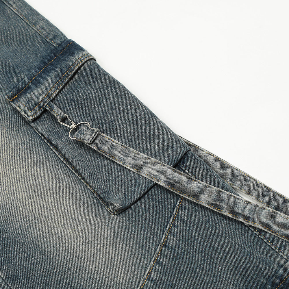 Fashion Personality Multi-pocket Workwear Jeans Men