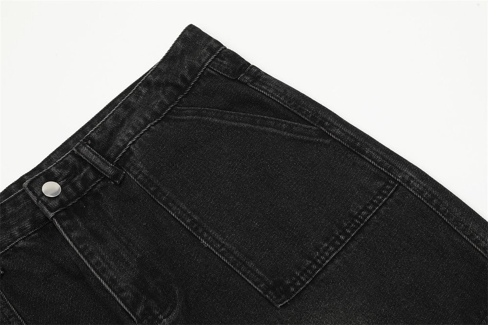 Workwear Washed And Worn Jeans For Men