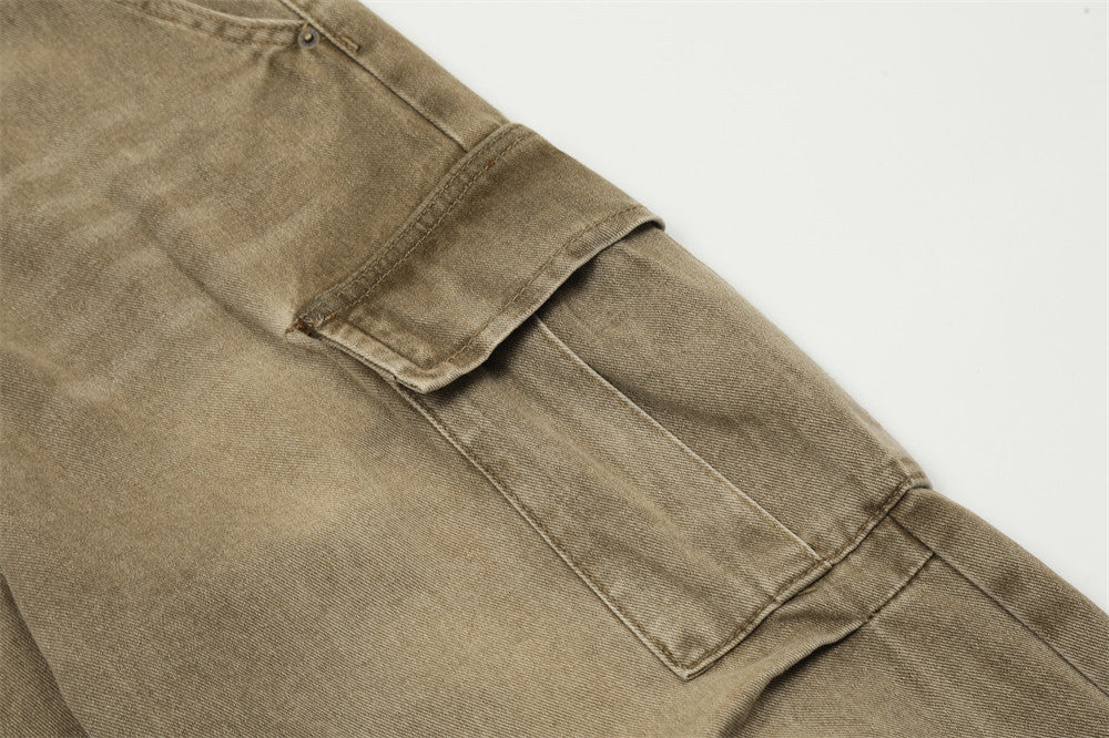 Fashion Waste Soil Pleated Cargo Jeans Men