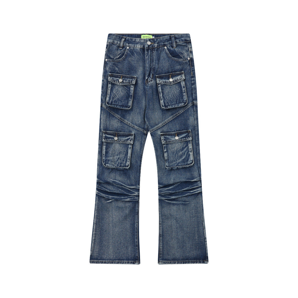 Multi-Pocket Workwear Jeans For Men And Women