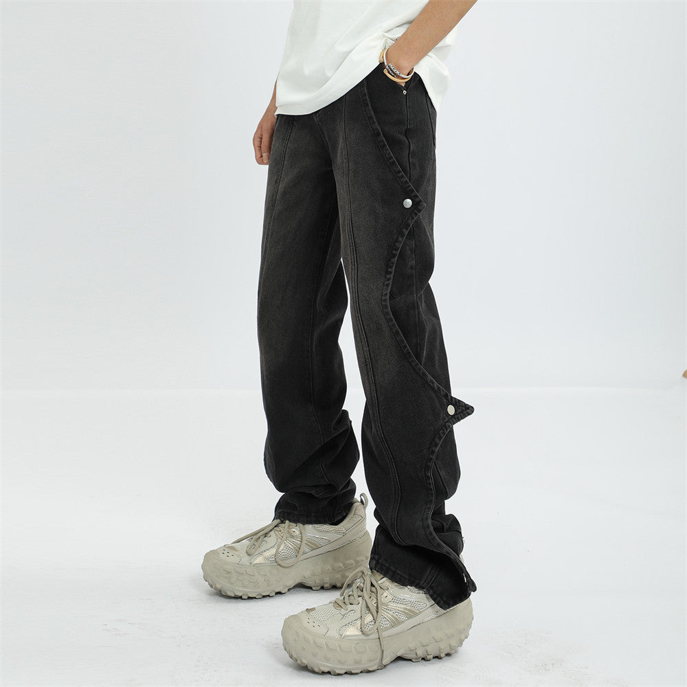 Fashion Rock Stitching Straight Jeans Men