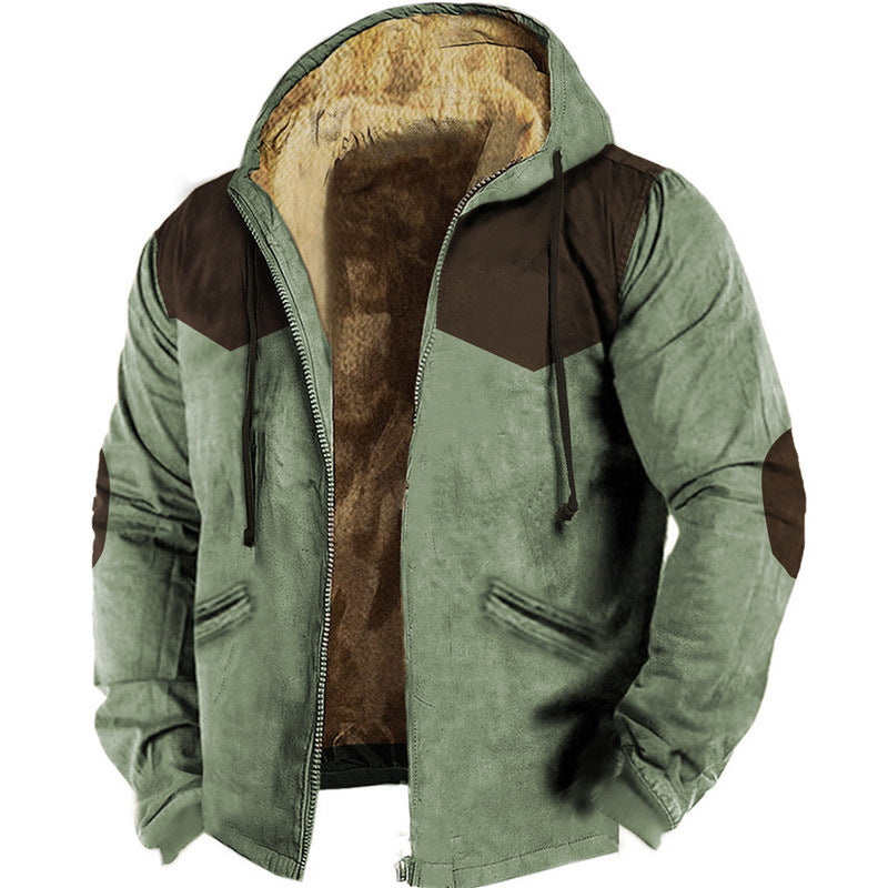 3D Printed Hood Lining Cotton-padded Jacket