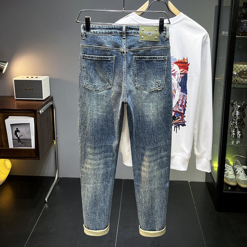 Quality Micro Cone Pencil Pants Denim All-match Washed Long Pants