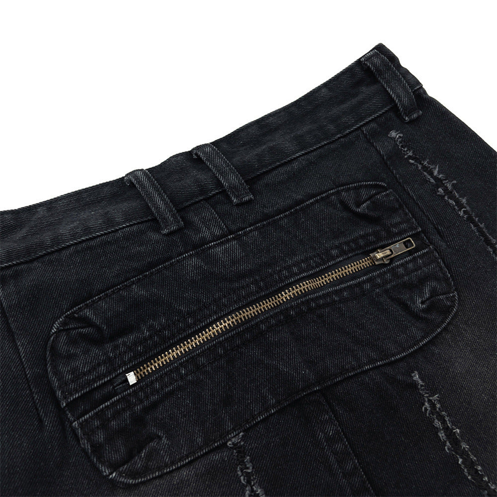 Scrape Ripped Wide-legged Jeans For Men