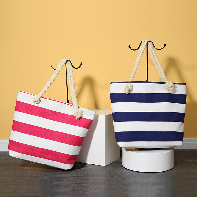 Striped Beach Bag Casual Large Capacity Women Shoulder Bags