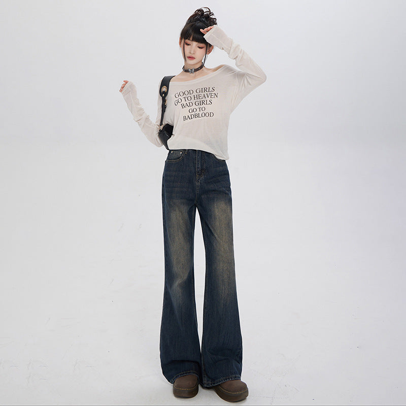 Retro Loose Micro-flared Jeans For Women