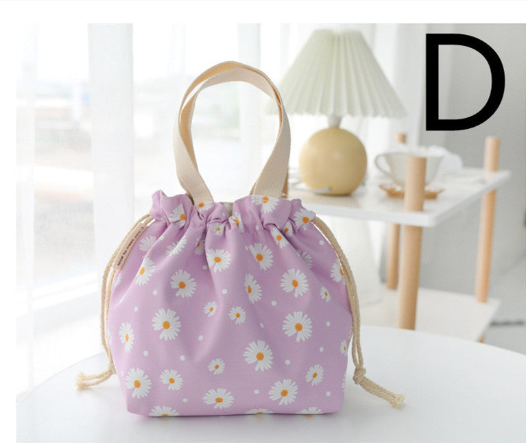 Canvas Handbag Women's Lunch Box Lunch Box Drawstring Cloth Handbag