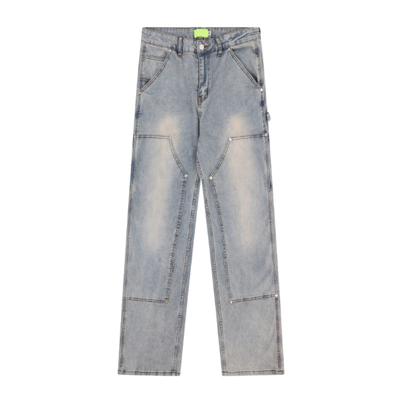 American High Street Men's And Women's Washed Blue Jeans