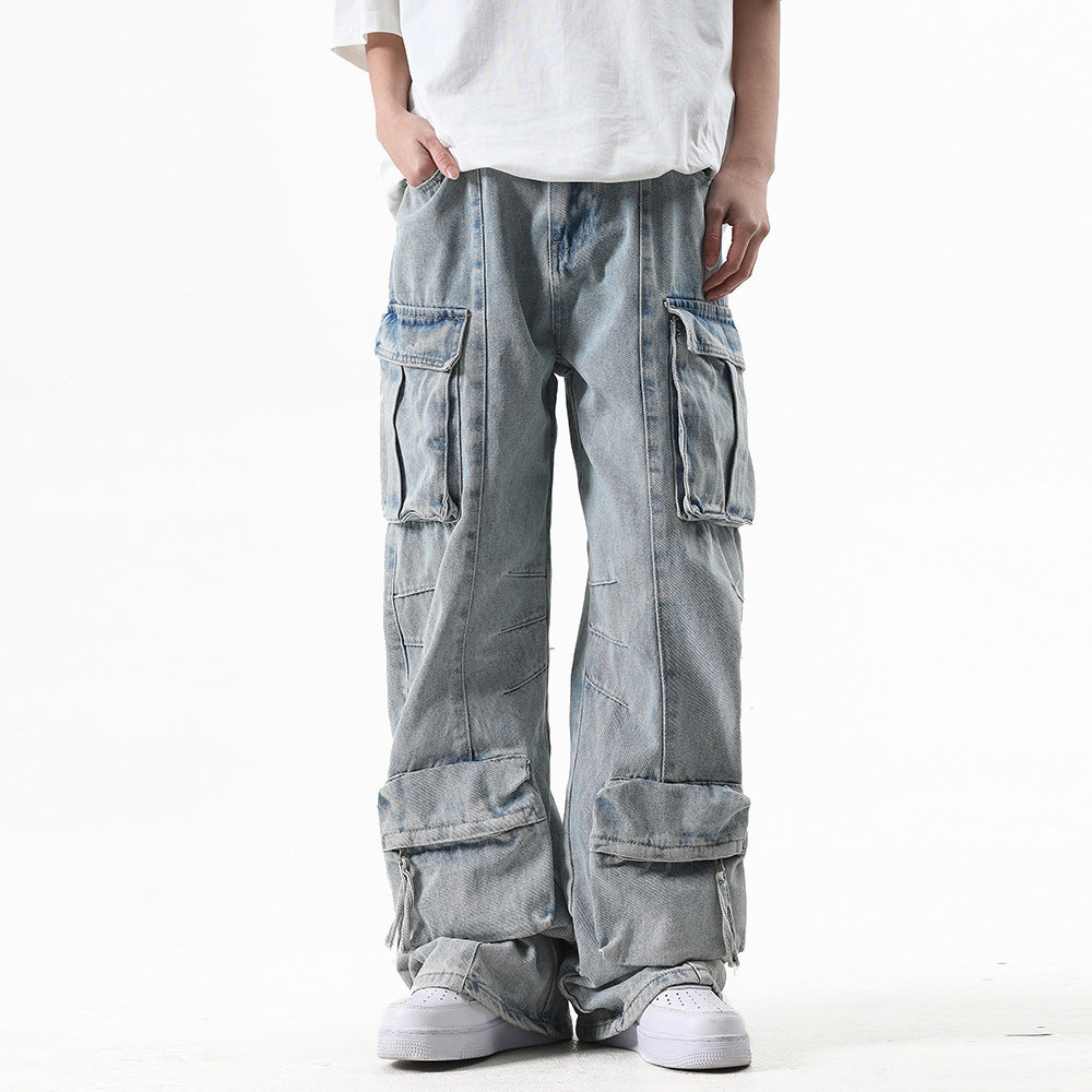 Multi-Pocket Workwear Jeans For Men And Women