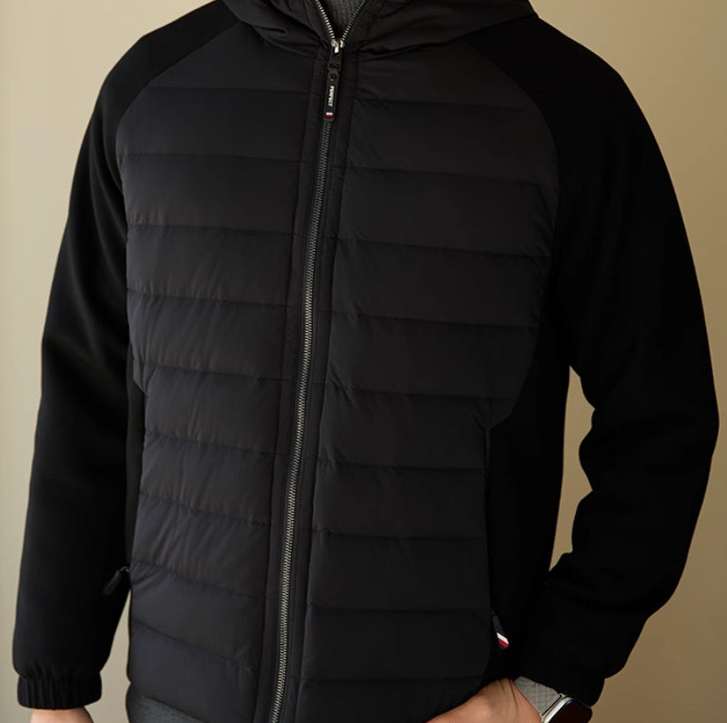 Men's Thin Hooded Stitching Down Jacket