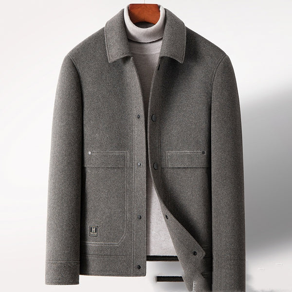 Men's Double-faced Woolen Goods Jacket Coat Detachable Down Feather Liner Thick Casual