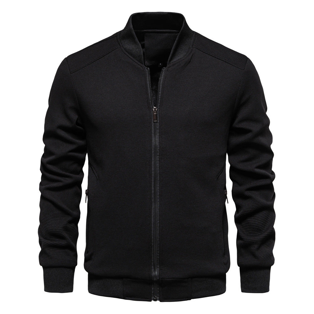 Stand Collar Men's Solid Color Jacket