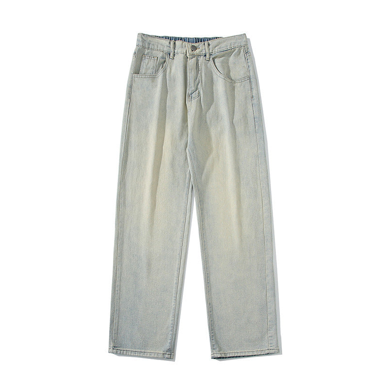 Fashion American Yellow Mud Dyed Jeans Men