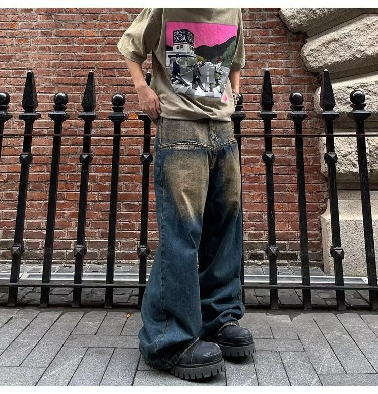 Contrast Color Retro Jeans For Men And Women
