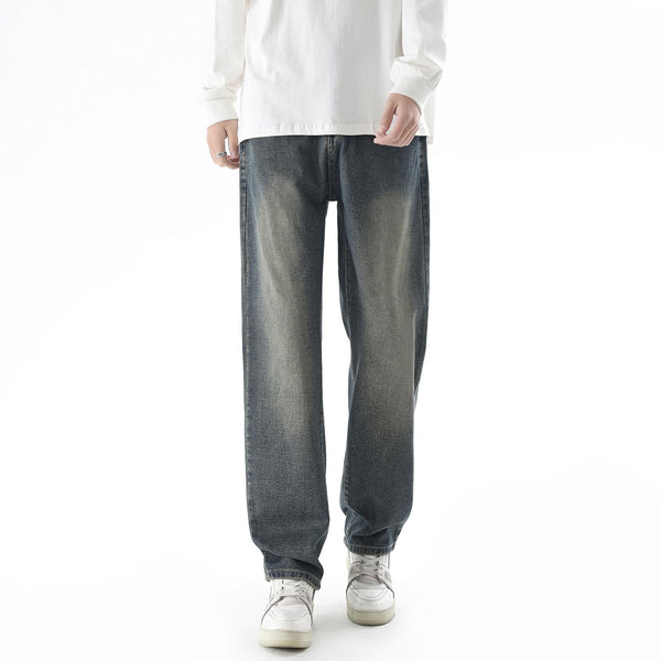 Fashion American Yellow Mud Dyed Jeans Men