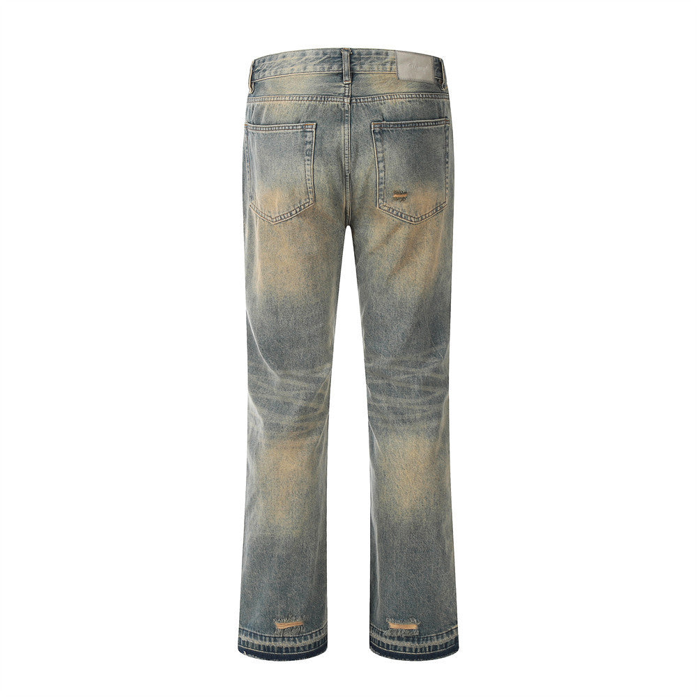 Fashion American Washed Yellow Jeans Men