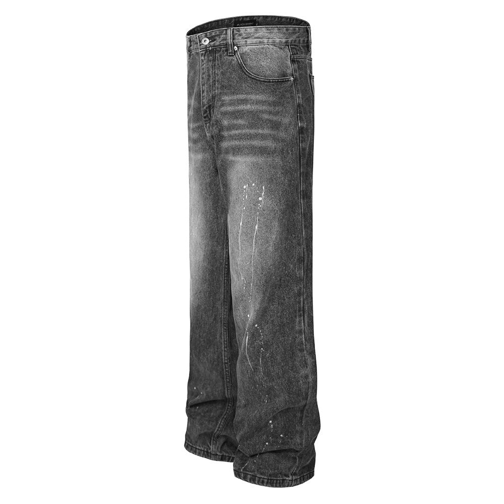Fashion Wash Spray Printed Jeans For Men