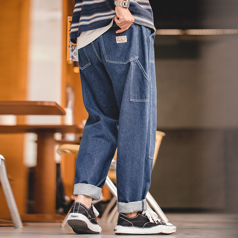American-style Retro Loose Straight-leg Tapered Jeans