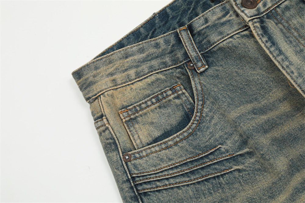 Fashion American Washed Yellow Jeans Men
