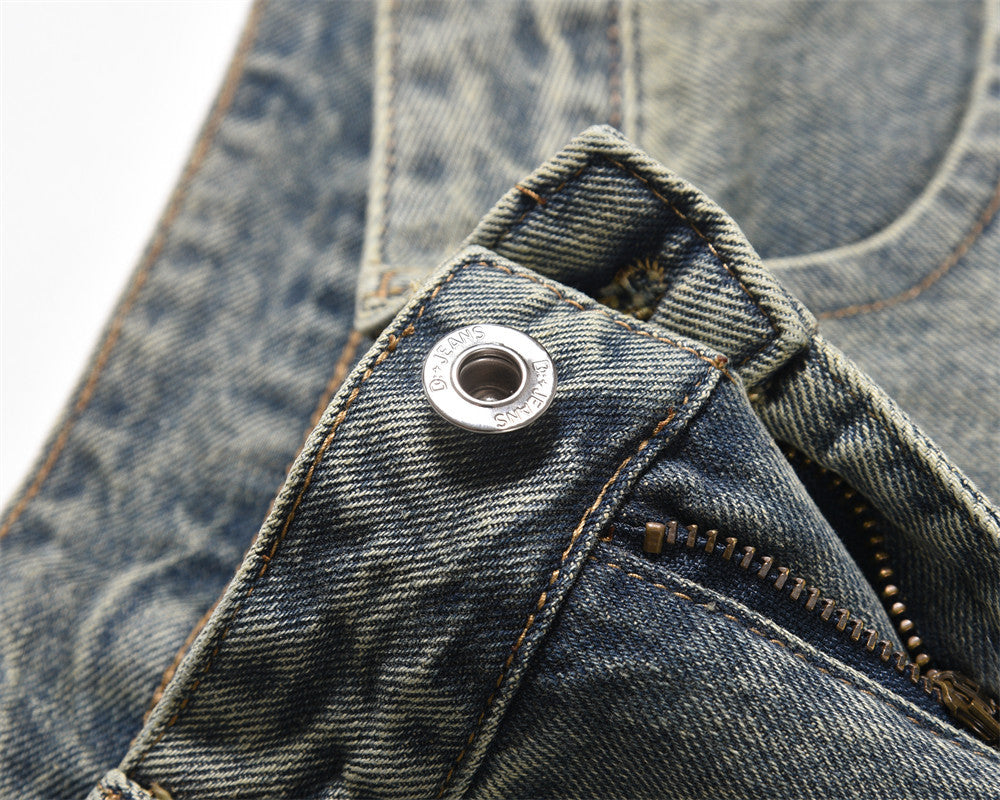 Fashion Personality Washed And Worn Jeans Men