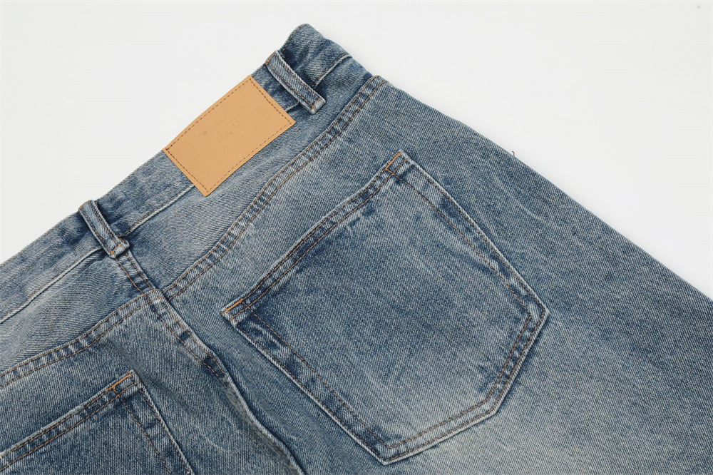 Washed Old Wide-leg Jeans For Men