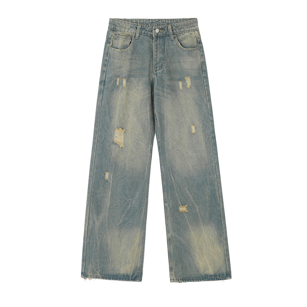 Washed And Worn Ripped Jeans For Men