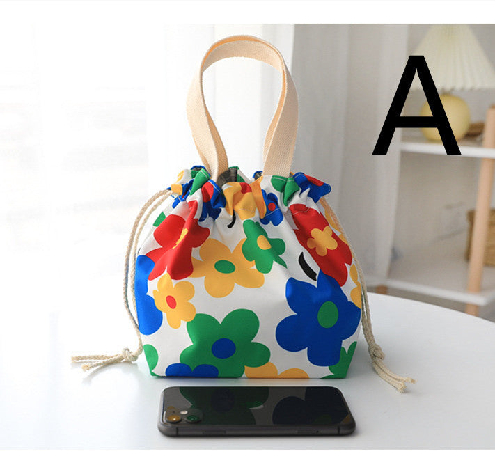Canvas Handbag Women's Lunch Box Lunch Box Drawstring Cloth Handbag