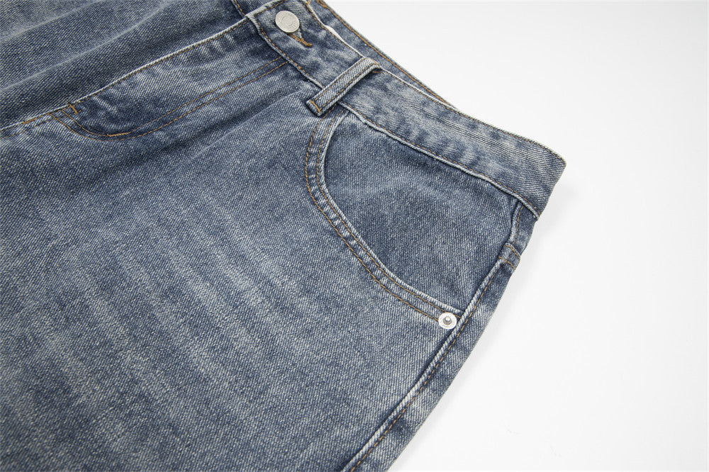 Embroidery Small Flower Straight Jeans For Men