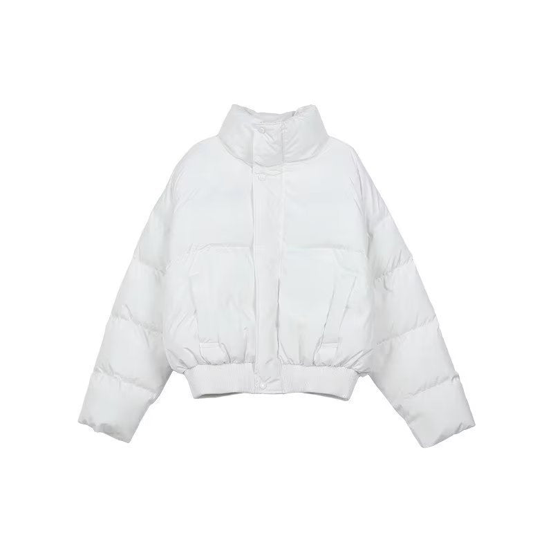 Heavy Simple Stand Collar Casual Short Cotton-padded Coat