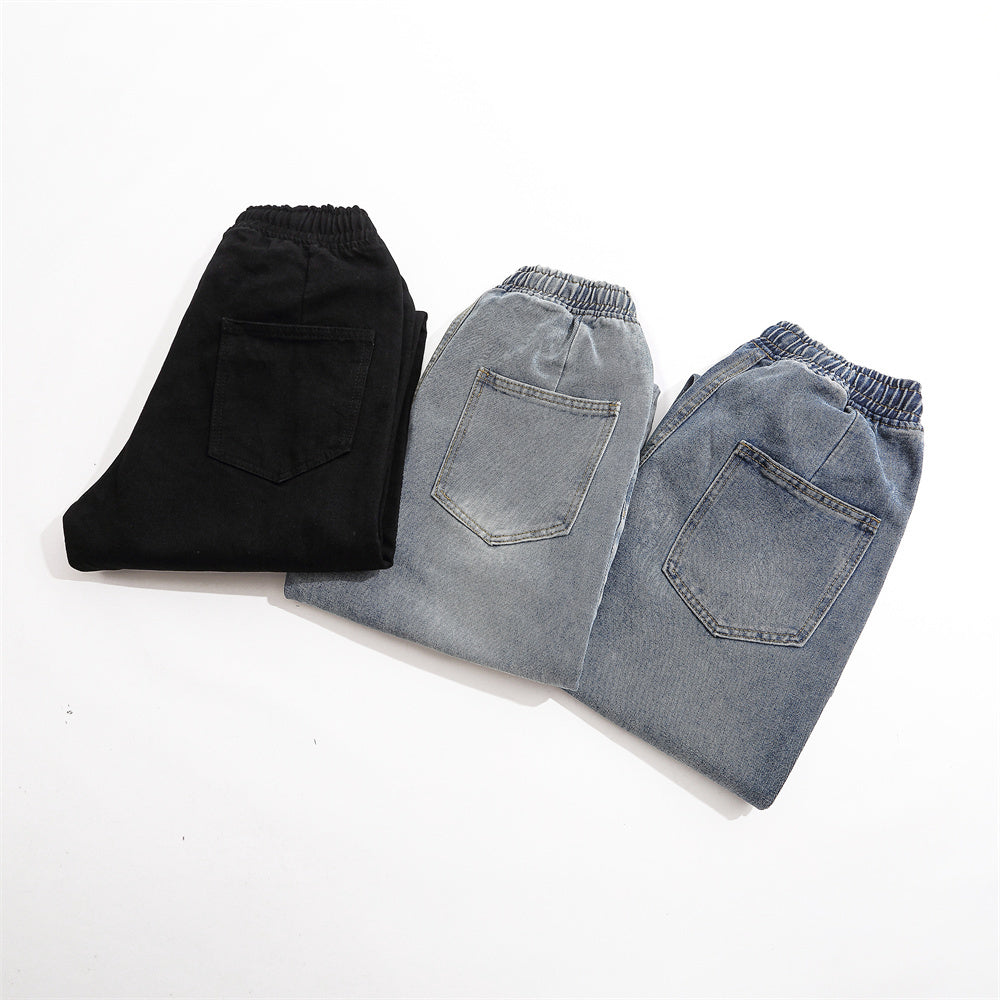 Tether Elastic Waistband All-matching Jeans Men