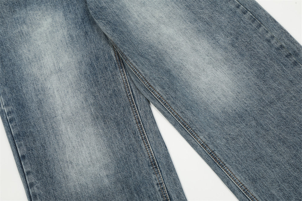 Contrast Color Washed White Jeans For Men