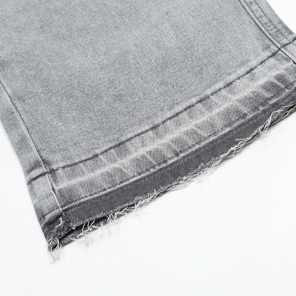 Washed Vintage Washed Raw Hem Jeans Men